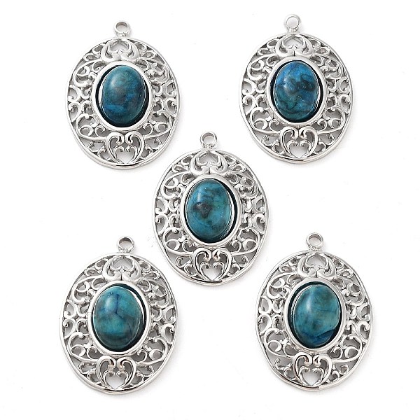 

PandaHall 304 Stainless Steel Pendants, Natural Lapis Lazuli Oval Charms, Stainless Steel Color, 21x15x5.5~6.5mm, Hole: 1.5mm Lapis Lazuli...