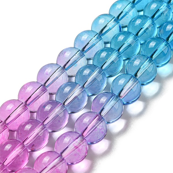 

PandaHall Dyed & Heated Synthetic Quartz Beads Strands, Gradient Color Round Beads, Mixed Color, 10mm, Hole: 1mm, about 41~42pcs/strand..., Multicolor
