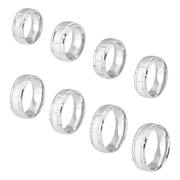 

PandaHall UNICRAFTALE 8pcs Stainless Steel Grooved Finger Ring 8 Size Blank Core Ring Hypoallergenic Ring DIY Blank Rings Crafting Finger...