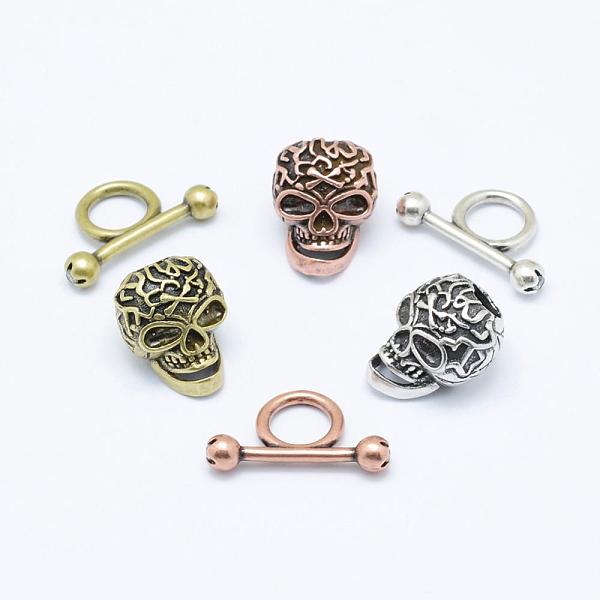 

PandaHall Brass Toggle Clasps, Skull, Cadmium Free & Nickel Free & Lead Free, Mixed Color, toggle: 19x14.5x12mm, Hole: 6mm, Bar: 24x14x5mm...
