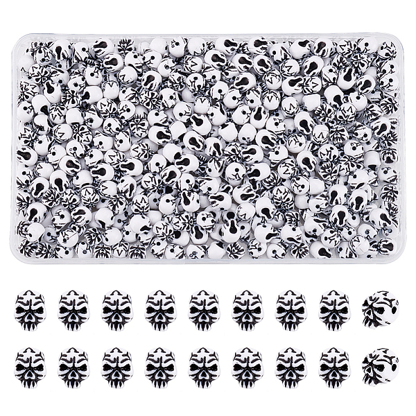 

PandaHall arricraft 400 Pcs Acrylic Skull Beads, White Skeleton Skull Head Beads Skull Shape Acrylic Loose Beads for DIY Craft Jewelry..., Black
