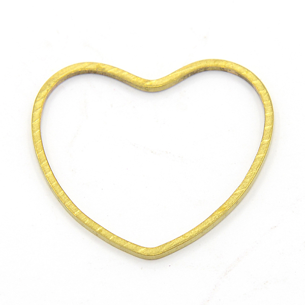 PandaHall Brass Chain Links, Heart, Unplated, Nickel Free, 24x26x1mm Brass Heart