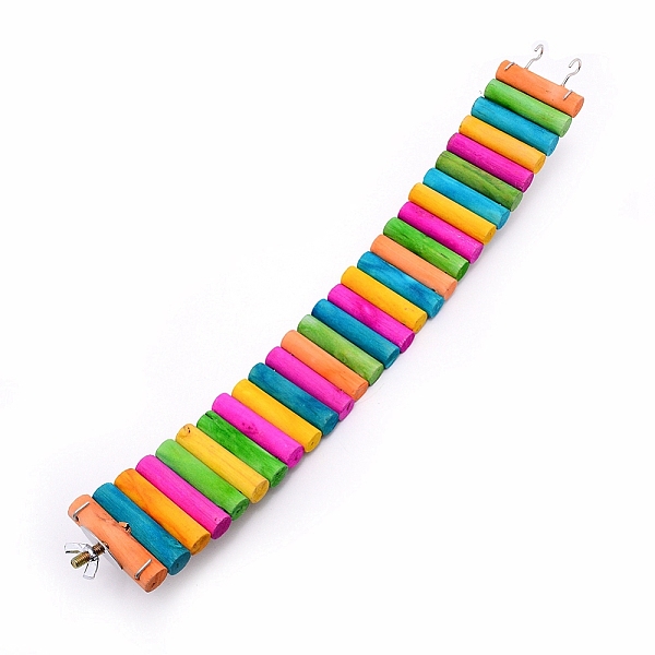 

PandaHall Wooden Plank Road, with Iron Hooks, Pet Supplies, Colorful, 40x6x1.5cm Wood Rectangle