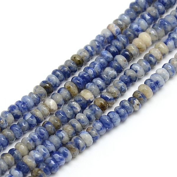 

PandaHall Faceted Natural Blue Spot Jasper Rondelle Bead Strands, Blue Spot Jasper, 4x2mm, Hole: 1mm, about 185~195pcs/strand, 14.9~15.6...