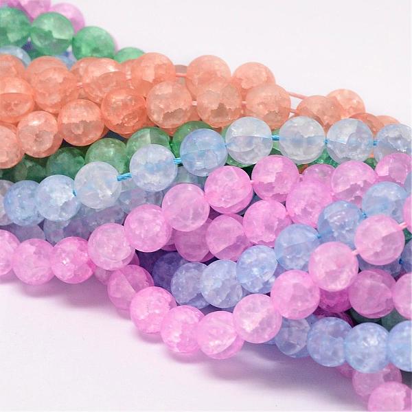 

PandaHall Synthetic Crackle Quartz Bead Strands, Round, Dyed, Frosted, Mixed Color, 6mm, Hole: 1mm, about 66pcs/strand, 15.75 inch Crackle..., Multicolor