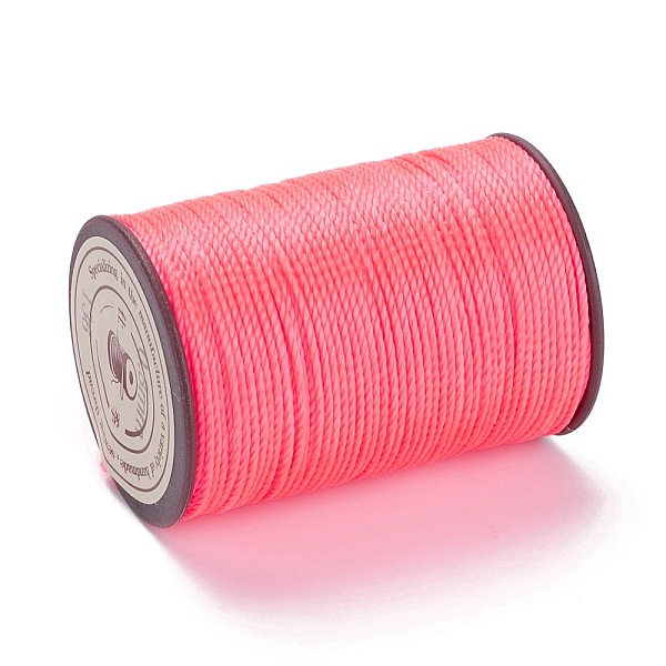 

PandaHall Round Waxed Polyester Thread String, Micro Macrame Cord, Twisted Cord, for Leather Sewing Stitching, Salmon, 0.8mm, about 54.68..., Red
