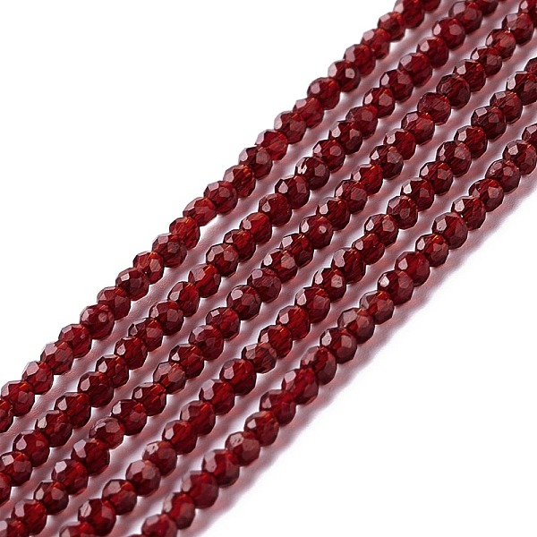 

PandaHall Transparent Glass Beads Strands, Faceted, Round, Indian Red, 2mm, Hole: 0.6mm, about 182~201pcs/strand, 14.57~15.24 inch...