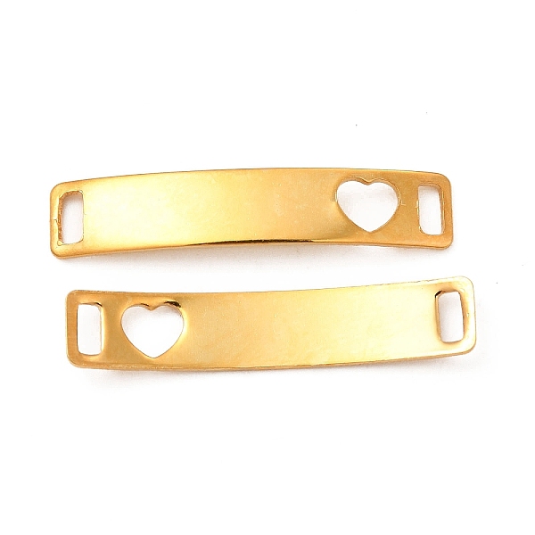 

PandaHall 201 Stainless Steel Connector Charms, Real 24K Gold Plated, Curved Rectangle Links, Heart Pattern, 30x6x0.8mm, Hole: 4x2mm 201...