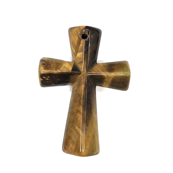 

PandaHall Natural Tiger Eye Pendants, Religion Cross Charms, 45x33mm Tiger Eye Cross