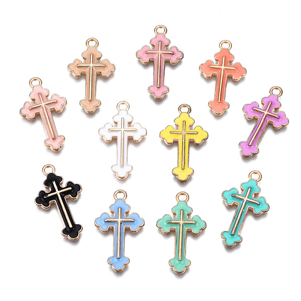 

PandaHall Alloy Enamel Pendants, Cross, Light Gold, Mixed Color, 25x14x2mm, Hole: 1.8mm Alloy+Enamel Cross Multicolor