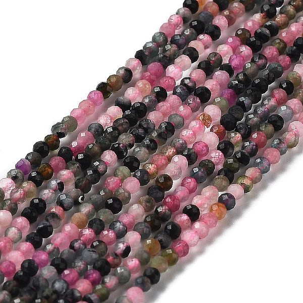 

PandaHall Natural Tourmaline Beads Strands, Faceted, Round, 2mm, Hole: 0.3mm, about 230pcs/strand, 15.55''(39.5cm) Tourmaline Round