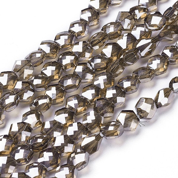 

PandaHall Electroplate Glass Beads Strands, Pearl Luster Plated, Faceted, Hexagon, Tan, 7x8x5mm, Hole: 1.6mm, about 73pcs/strand, 18.9 inch..., Orange