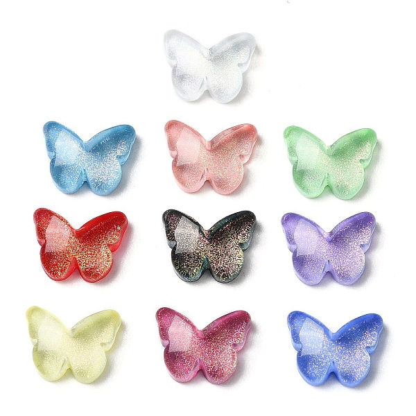 

PandaHall K9 Glass Cabochons, with Glitter Powder, Butterfly, Mixed Color, 6.2x7.9x2.5mm Glass Butterfly Multicolor