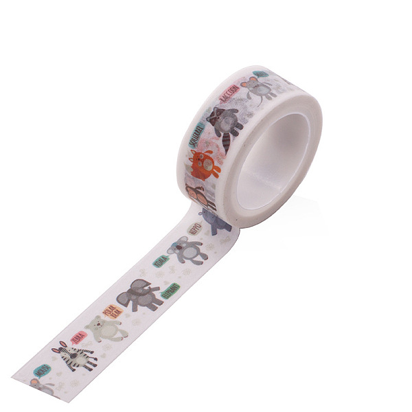 

PandaHall DIY Scrapbook Decorative Paper Tapes, Adhesive Tapes, Animal, White, 15mm, 5m/roll(5.46yards/roll) Paper White