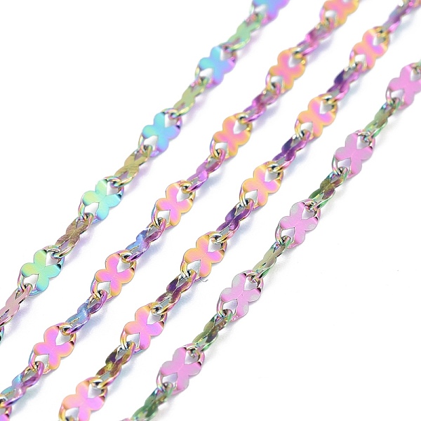 

PandaHall Ion Plating(IP) 304 Stainless Steel Dapped Link Chains, Soldered, with Spool, Rainbow Color, 5x2.5x1.5mm, about 32.8 Feet...