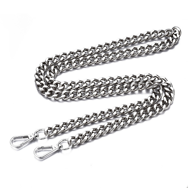 

PandaHall Bag Chains Straps, Aluminum Curb Link Chains, with Alloy Swivel Clasps, for Bag Replacement Accessories, Platinum, 1160x13mm...