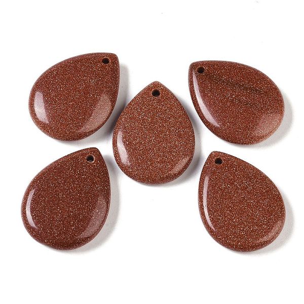 

PandaHall Synthetic Goldstone Pendants, Teardrop Charms, 33~33.5x24.5~25x7.5~8mm, Hole: 2~2.3mm Goldstone Teardrop