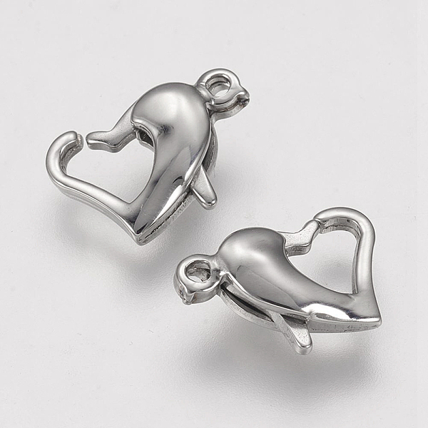 

PandaHall 304 Stainless Steel Lobster Claw Clasps, Heart, Stainless Steel Color, 11.5x8x3.5mm, Hole: 1mm 304 Stainless Steel Heart