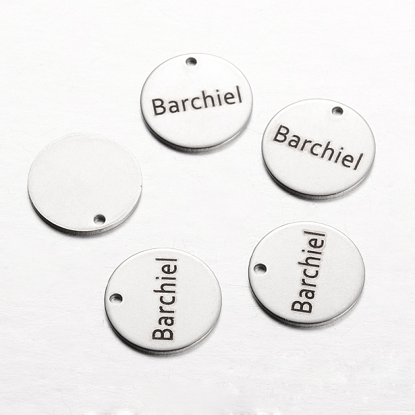 

PandaHall Spray Painted Stainless Steel Charms, Flat Round with Words Barchiel, Stainless Steel Color, 14x1mm, Hole: 1mm Stainless Steel...