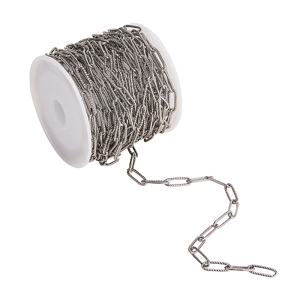 

PandaHall Stainless Steel Cable Chain, Soldered, with Spool, Stainless Steel Color, 12x4x1mm, about 16.4 Feet(5m)/roll Stainless Steel