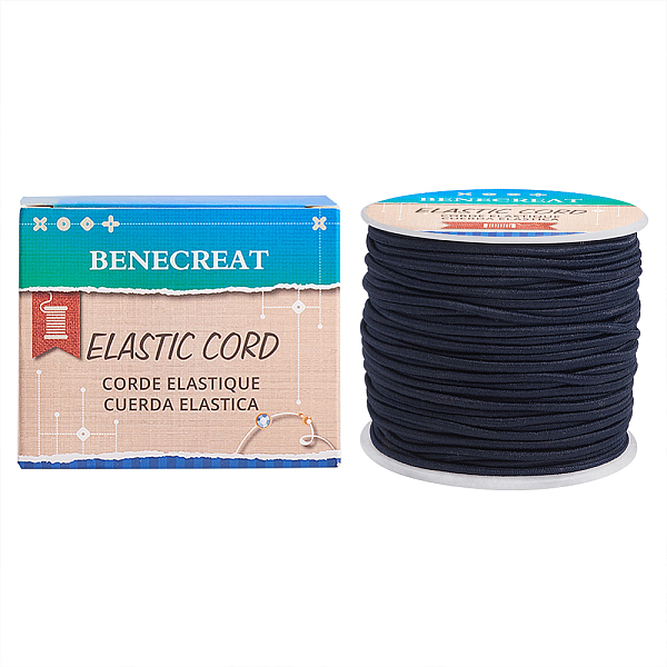 BENECREAT 2mm 55 Yards Elastic Cord Beading Stretch Thread Fabric Crafting Cord For Jewelry Craft Making (Darkblue)
