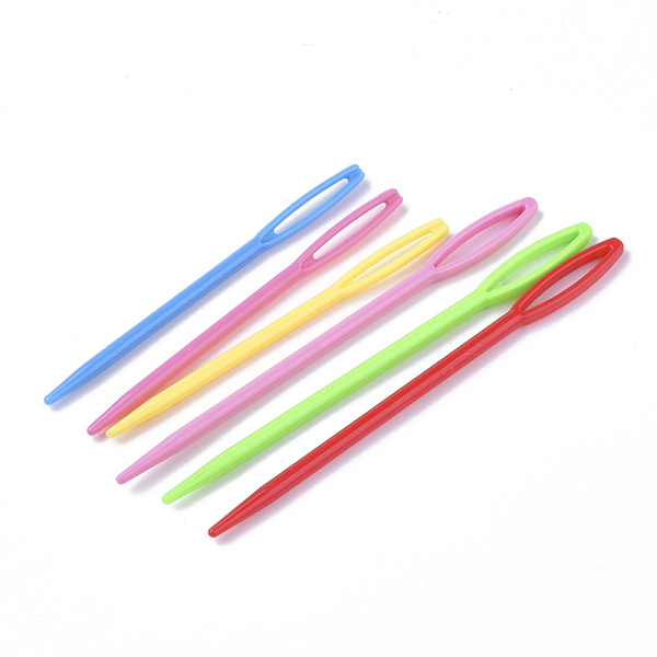 

PandaHall ABS Plastic Knitting Needles, Mixed Color, 90x6x3mm, Hole: 3x20mm, 70x4.5x3mm, Hole: 2x17mm, 6pcs/set Plastic Multicolor