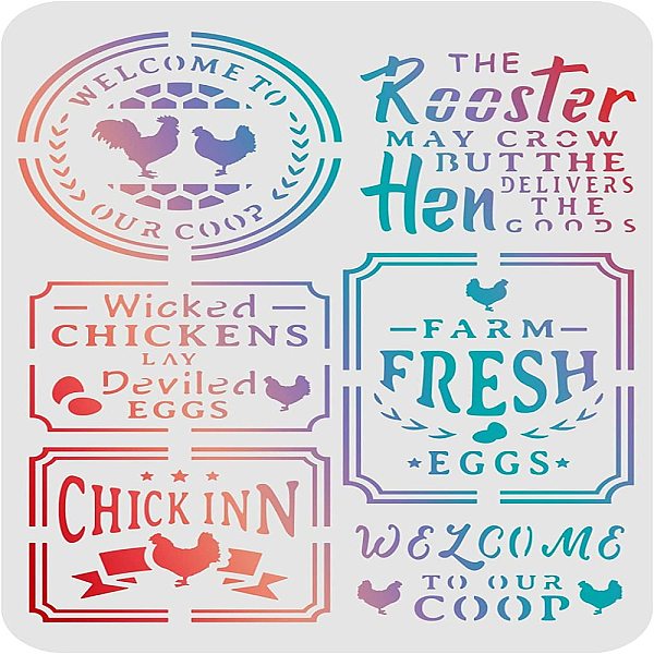PandaHall FINGERINSPIRE Farm Chicken Coop Drawing Painting Stencils Templates (11.6x8.3inch) Welcome to Our Coop Stencils Decoration Chicken...