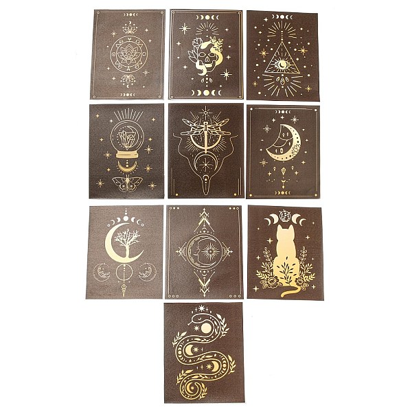 PandaHall CREATCABIN 10pcs Canvas Prints Wall Art Tarot Black Poster Hanger Set Witch Decor Gothic Moon Phase Lotus Cat for Living Room...
