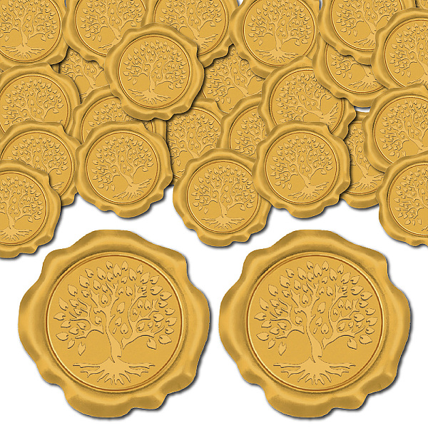 

PandaHall CRASPIRE Adhesive Wax Seal Stickers, Envelope Seal Decoration, For Craft Scrapbook DIY Gift, Tree of Life, Gold, 25mm, 50pcs/box...