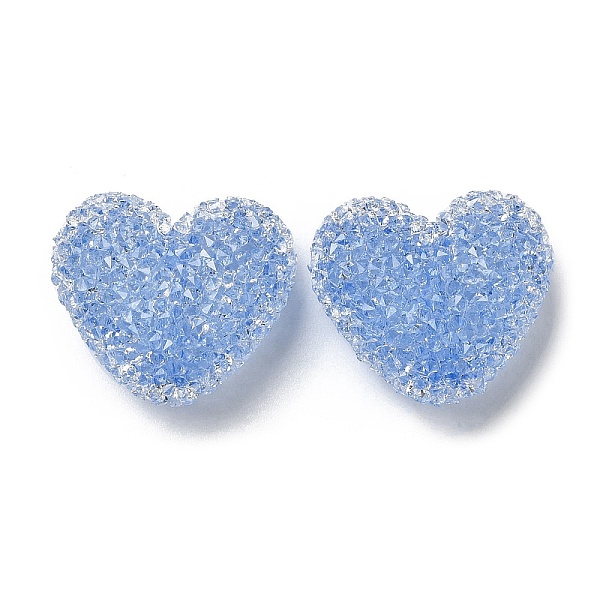 

PandaHall Resin Beads, with Rhinestone, Drusy Heart, Cornflower Blue, 17x19x10.5mm, Hole: 1.6mm Resin+Rhinestone Heart