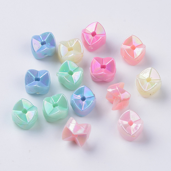 

PandaHall Opaque Acrylic Beads, AB Color Plated, Wave Flat Round, Mixed Color, 9.5x7.5mm, Hole: 1.8mm, about 1560pcs/500g Acrylic Flat Round..., Multicolor