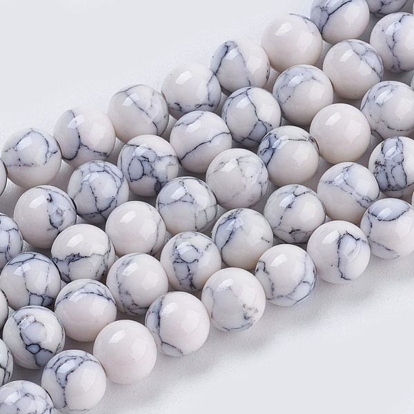 

PandaHall Synthetic Turquoise Beads Strands, Dyed, Round, White, 6mm, Hole: 1mm, about 66pcs/strand, 15.7 inch Synthetic Turquoise Round...