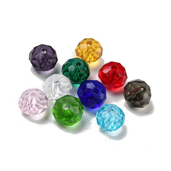 

PandaHall Glass Beads, Faceted, Rondelle, Mixed Color, 8x6mm, Hole: 1mm, 10 colors, 30pcs/color, 300pcs/box Glass Rondelle Multicolor