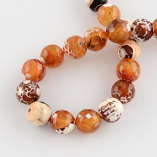 

PandaHall Colored Natural Fire Crackle Agate Beads Strings, Faceted Round, Chocolate, 8mm, Hole: 1mm, about 48pcs/strand, 14.5~14.8 inch..., Brown
