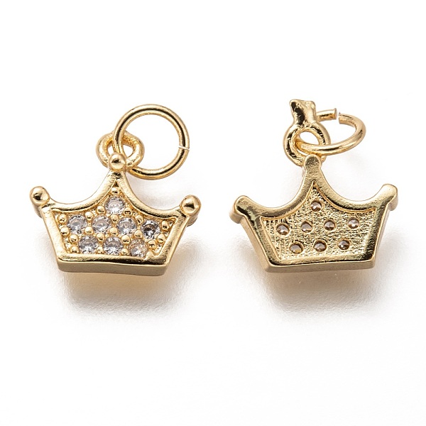

PandaHall Brass Micro Pave Clear Cubic Zirconia Charms, Long-Lasting Plated, with Jump Ring, Crown, Golden, 10x11x3mm, Jump Ring: 5x1mm, 3mm...