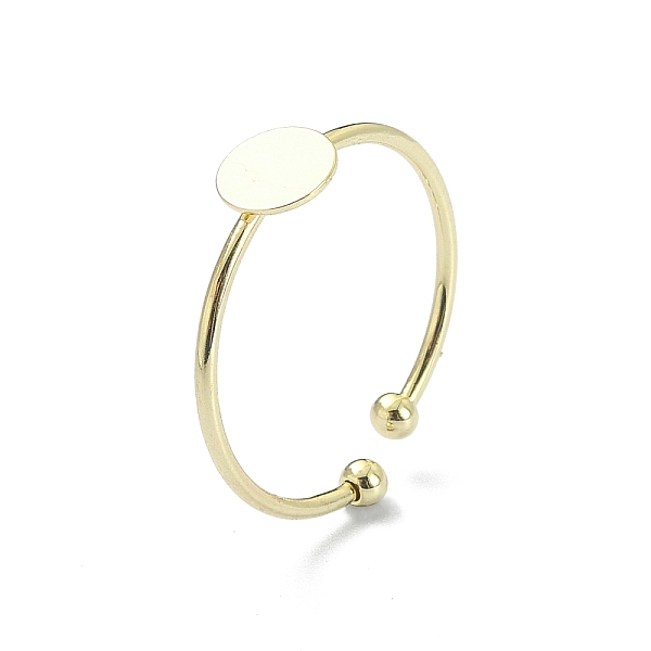 

PandaHall Brass Open Cuff Ring Findings, Plain Pad Ring Settings, Flat Round, Real 14K Gold Plated, Inner Diameter: 21mm, Tray: 6mm Brass