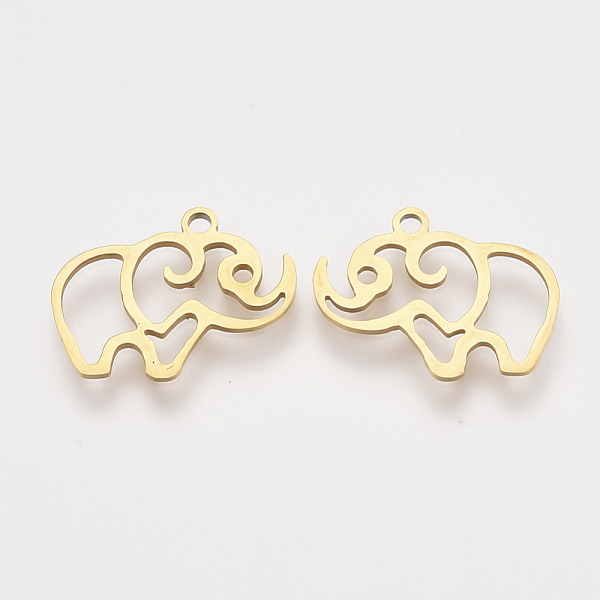 

PandaHall 201 Stainless Steel Charms, Laser Cut Pendants, Elephant, Golden, 14x18x1mm, Hole: 1.4mm 201 Stainless Steel Elephant