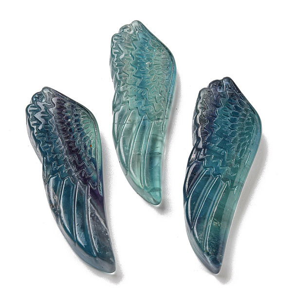 

PandaHall Natural Fluorite Pendants, Carved Wing Charms, 56~59x19~22x7~10.5mm, Hole: 1.3mm Fluorite Wing
