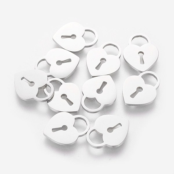 

PandaHall 304 Stainless Steel Charms, Heart Padlock, Stainless Steel Color, 12.7x9.7x1mm, Hole: 4.5mm 304 Stainless Steel Lock