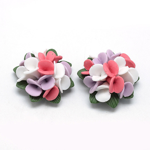 

PandaHall Handmade Porcelain Cabochons, Flower, Colorful, 28~32x28~32x18~21mm Porcelain Flower