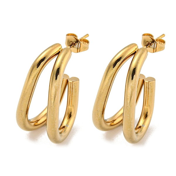 

PandaHall Vacuum Plating 202 Stainless Steel Hoop Earring, with 304 Stainless Steel Pins, Letter U, Golden, 26x11.5mm 202 Stainless Steel