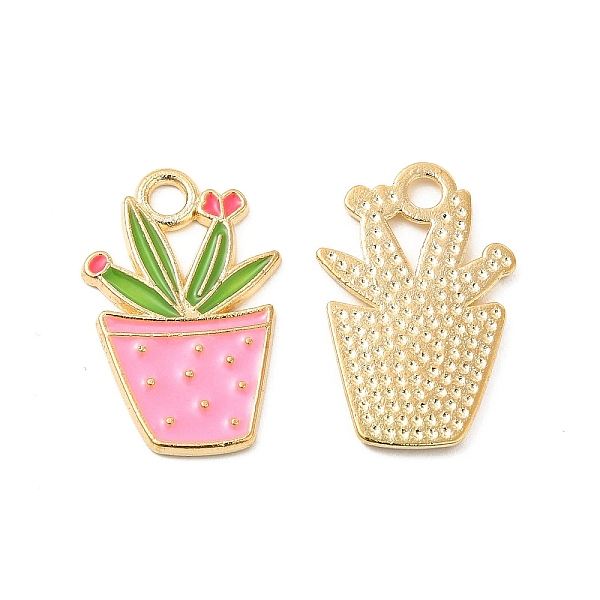 

PandaHall Alloy Enamel Pendants, Potted Plant Charm, Golden, Hot Pink, 22x14.5x1.5mm, Hole: 2.5mm Alloy+Enamel Others