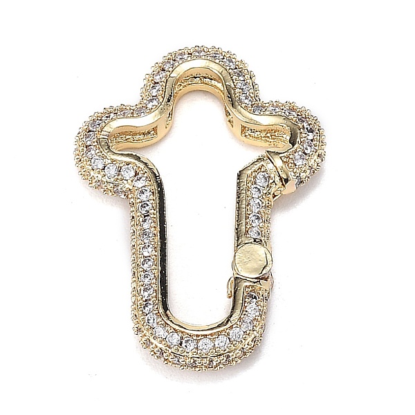 Anneaux De Porte à Ressort En Zircone Cubique Transparent Micro Pave En Laiton