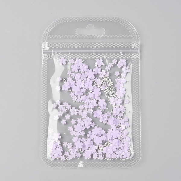 

PandaHall Flower Plastic Cabochons Nail, Nail Art Decoration Accessories for Women, with Round Steel Beads, Medium Purple, 3.5~6x0.8~1.3mm...