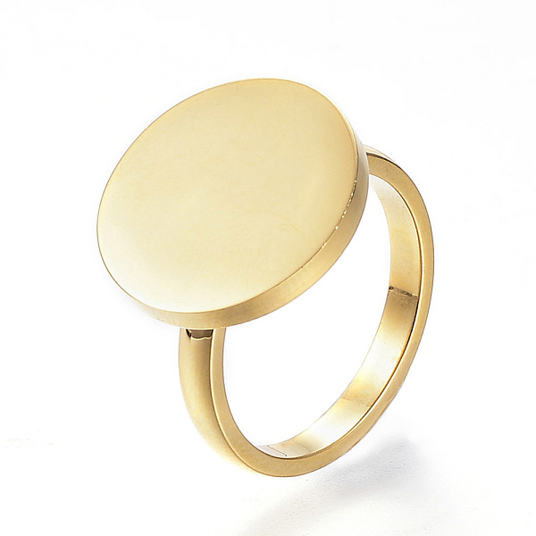 

PandaHall 304 Stainless Steel Finger Rings, Flat Round, Golden, Size 9, 19mm, 3mm 304 Stainless Steel