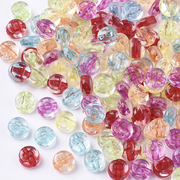 

PandaHall Transparent Acrylic Beads, Horizontal Hole, Flat Round with Letter, Mixed Color, 7x4mm, Hole: 1.5mm, about 3700pcs/500g Acrylic..., Multicolor