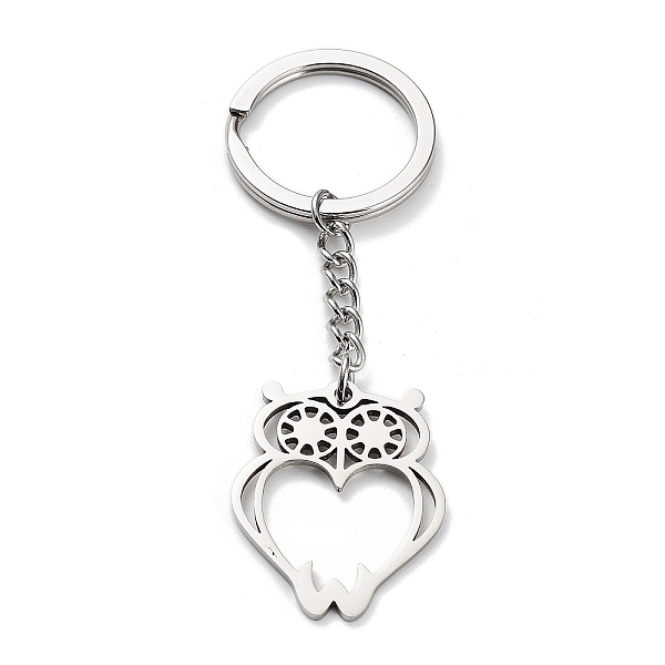 

PandaHall Animal 304 Stainless Steel Pendant Keychains, with Key Ring, Stainless Steel Color, Owl, 7.5cm Stainless Steel Owl