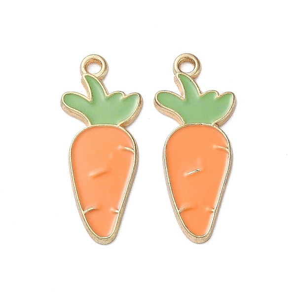 

PandaHall Alloy Enamel Pendants, Cadmium Free & Nickel Free & Lead Free, Carrot Charm, Golden, 25x10x1.5mm, Hole: 1.6mm Alloy+Enamel Carrot