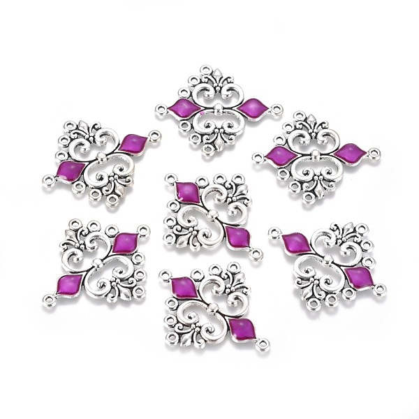 

PandaHall Alloy Enamel Chandelier Component Links, Cadmium Free & Lead Free, Rhombus, Antique Silver Metal Color, Purple, 35x29x3mm, Hole...