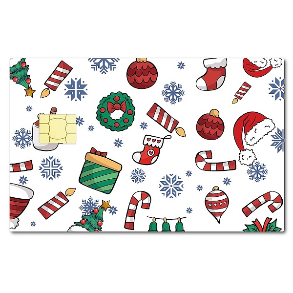 

PandaHall PVC Plastic Waterproof Card Stickers, Self-adhesion Card Skin for Bank Card Decor, Rectangle, Christmas Wreath, 186.3x137.3mm...